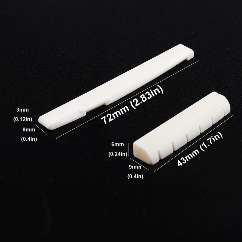 Mr.Power 6 Strings Guitar Bone Bridge Saddle and Nut Made of Real Bone (For Acoustic) - Image 2